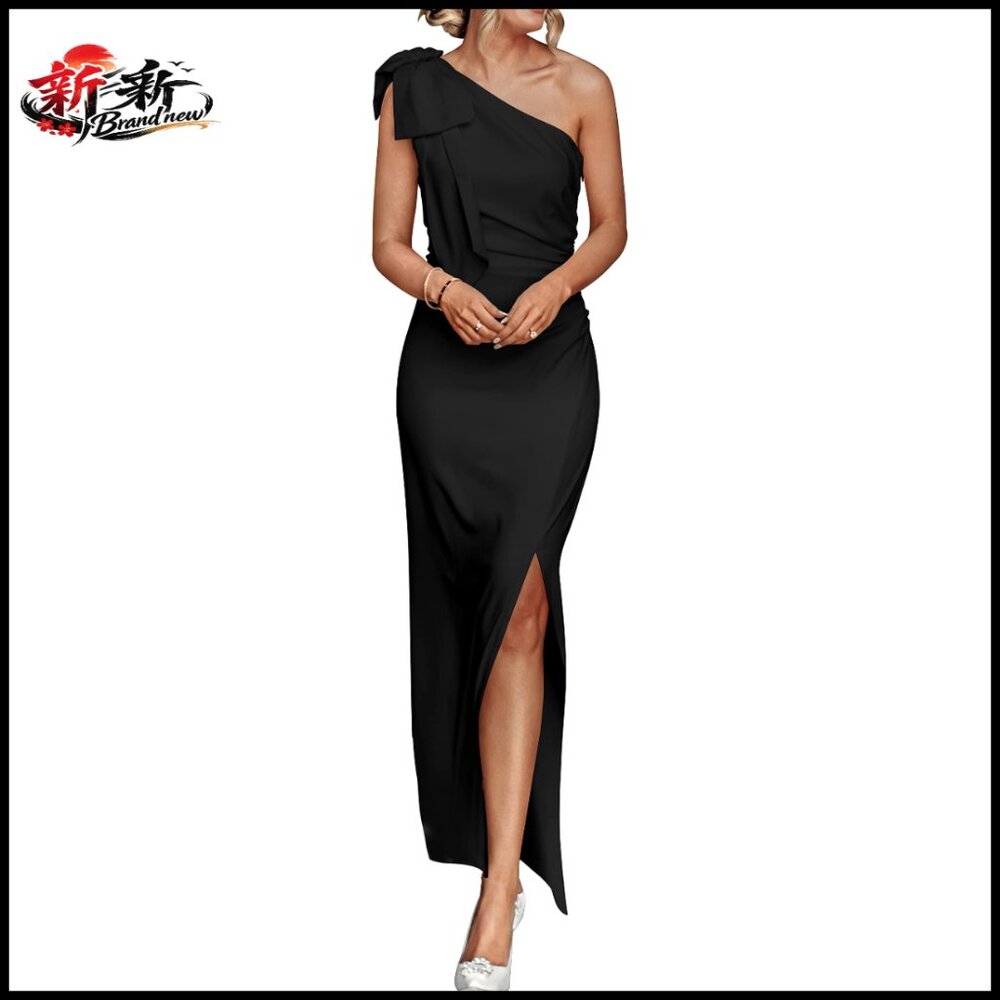 Polyester Elastane One Shoulder Ruched Bodycon Ma… - image 1